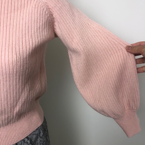Anthropologie Moth Light Peach Dancer Off Shoulder Ribbed Sweater Size XS - Picture 7 of 13